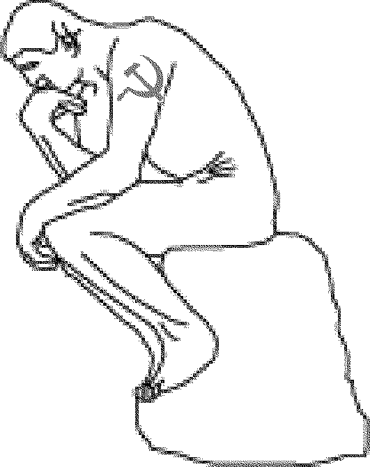 drawing of sculpture "The Thinker"
