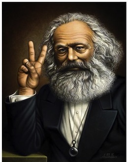 Marx with victory sign